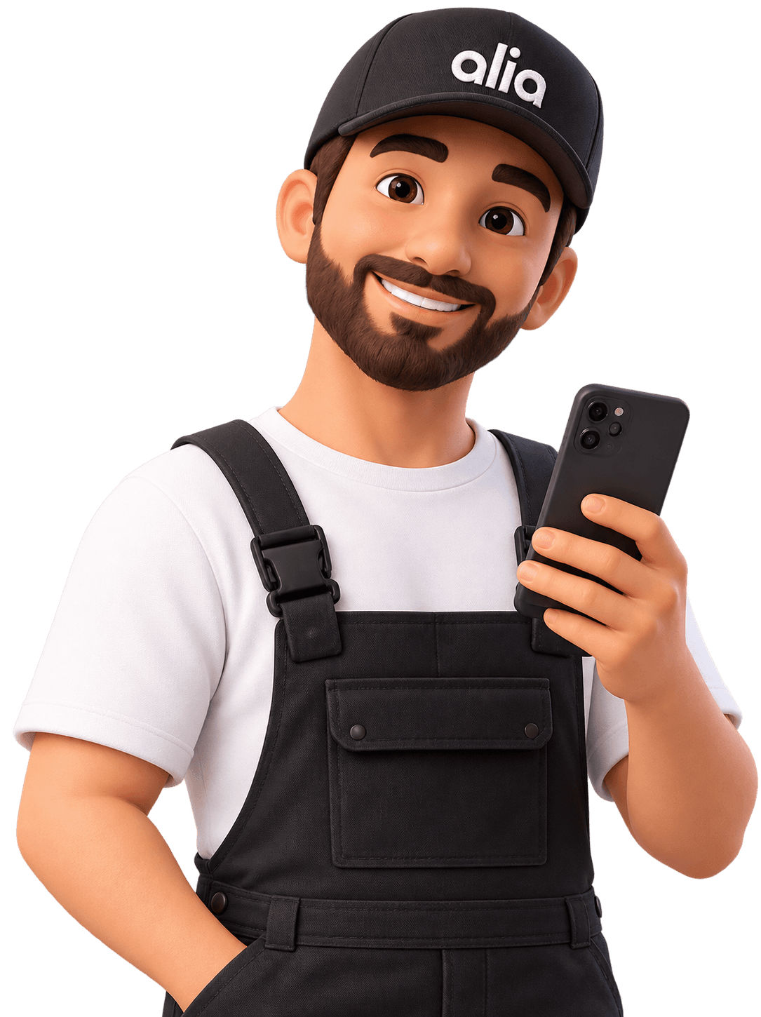Profesional de Alia usando la aplicación desde su teléfono